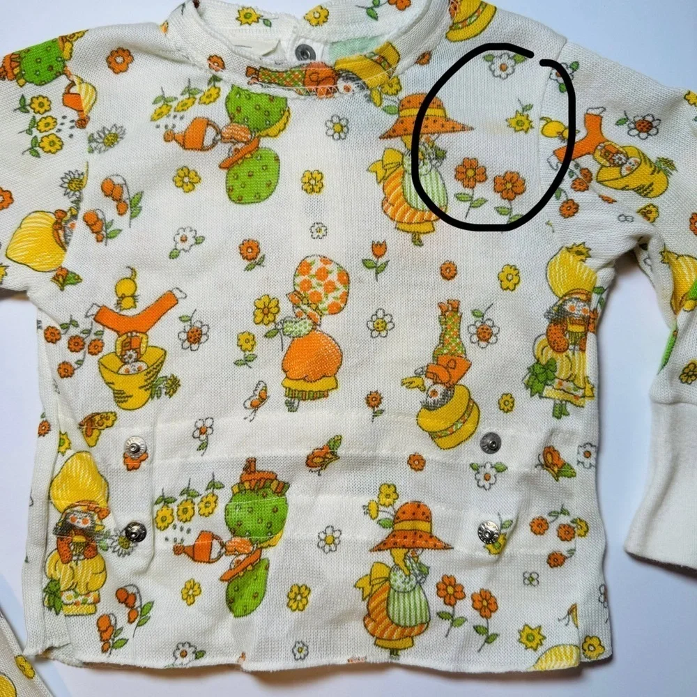 Vintage Carters Two Piece Snapable Footed Playsuit Size 12M